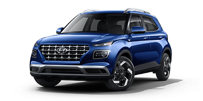 Blue Hyundai SUV with modern design and chrome accents, viewed from the front-left angle.