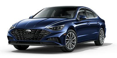 Blue Hyundai sedan showcasing sleek design and modern styling.