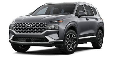Gray Hyundai SUV with sleek design and alloy wheels, showcasing modern automotive styling.